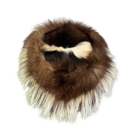 Deborah Exclusive Vintage Fur Hat Womens Brown Tan Stripe Classic One Size - Picture 4 of 7